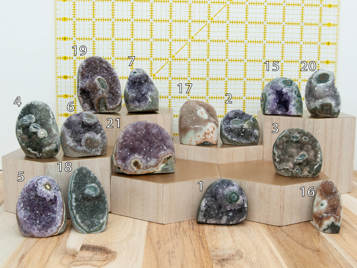 Tan Sugar Rainbow Amethyst Mini Stalactite Eye Cutbase