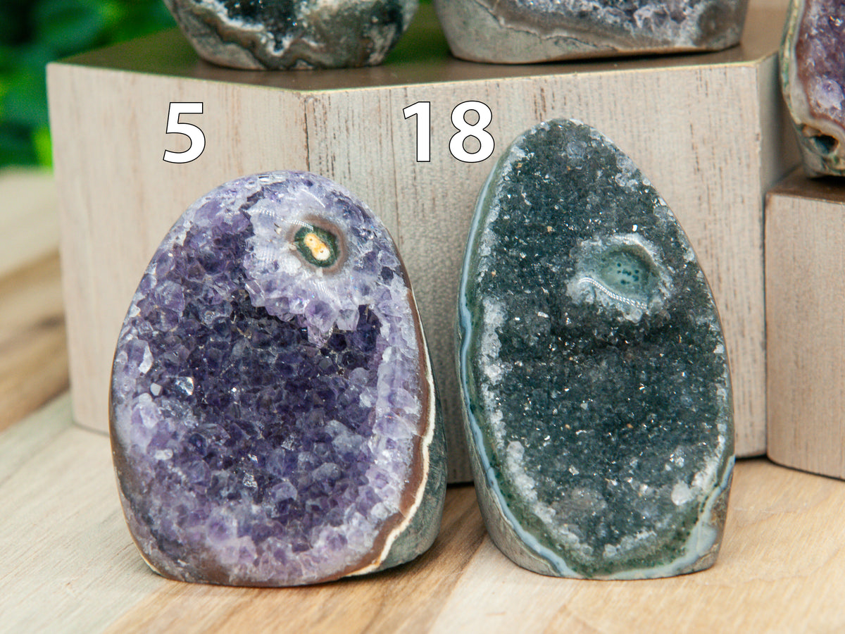 Purple Rainbow Amethyst Mini Stalactite Eye Cutbase