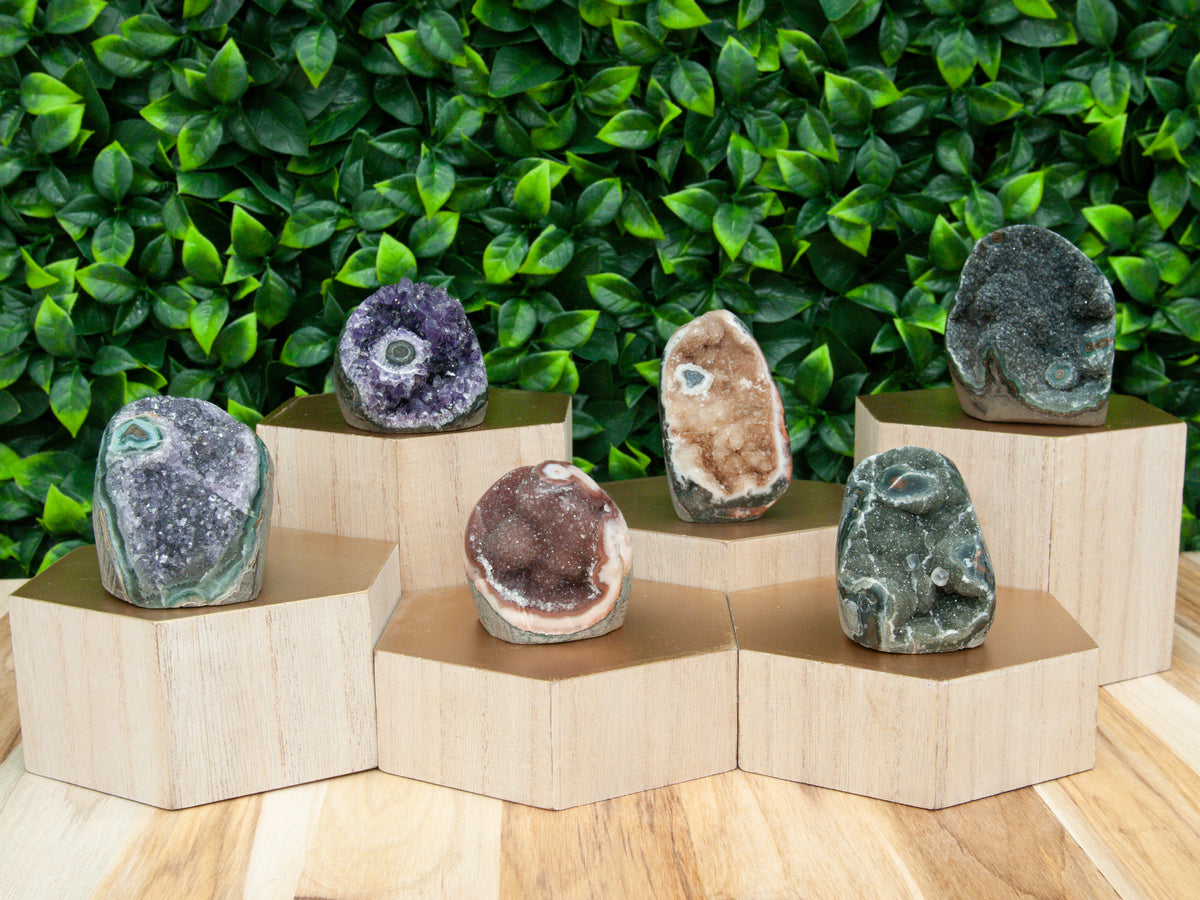 Red Rainbow Amethyst Mini Stalactite Eye Cutbase