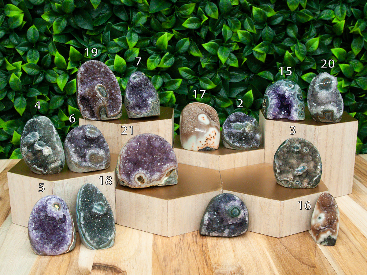 Blue Purple Rainbow Amethyst Mini Stalactite Eye Cutbase