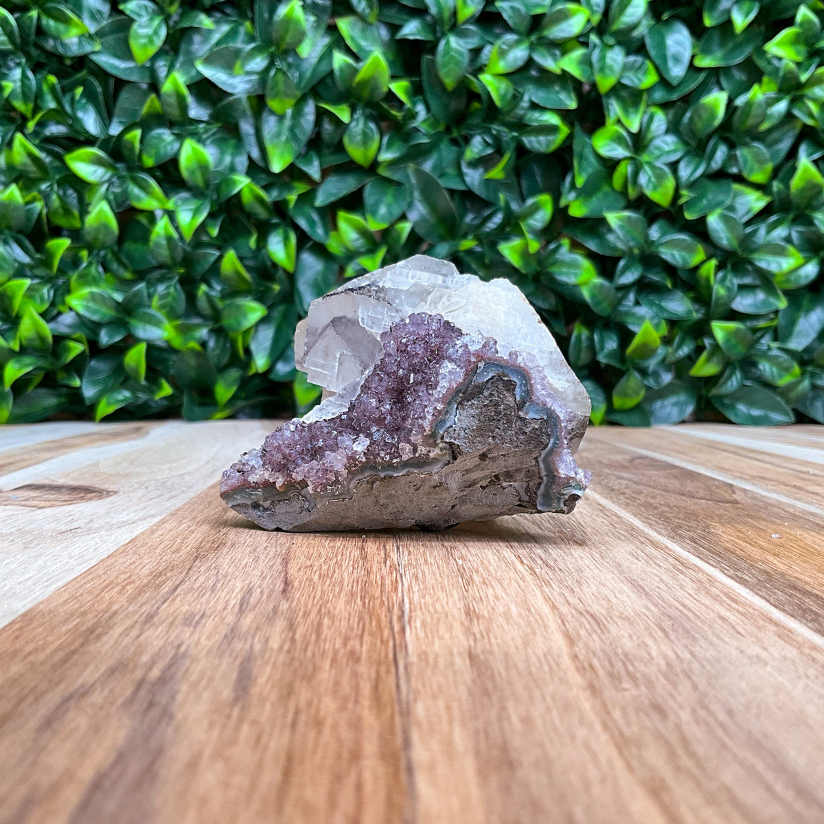 Off-white and Purple Calcite with Amethyst Freeform